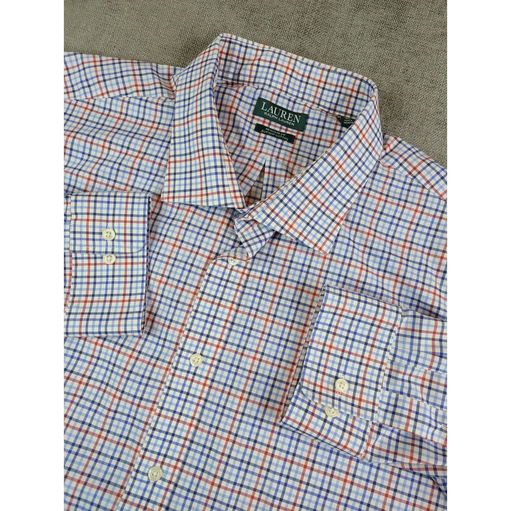 Lauren Ralph Lauren Shirt Men (4XL) Blue Red Plaid Long Sleeve Button Up Regular